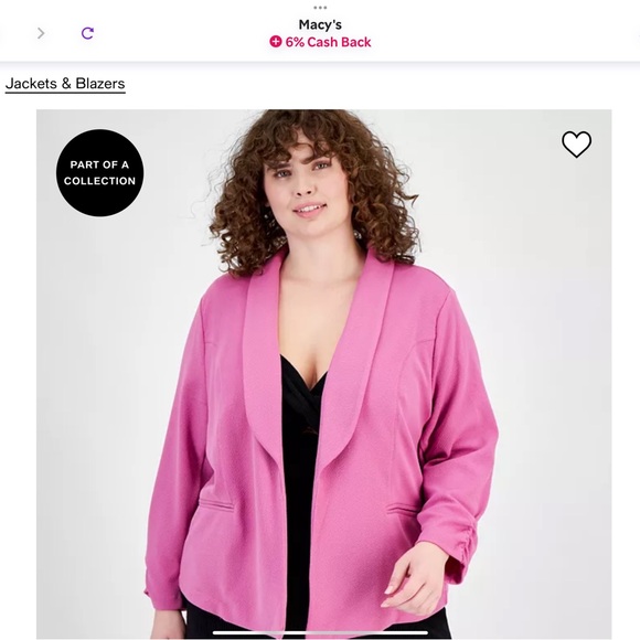 BAR III TRENDY PLUS SIZE KNIT BLAZER WITH DRAPE-FRONT, BLAZER - Picture 4 of 4